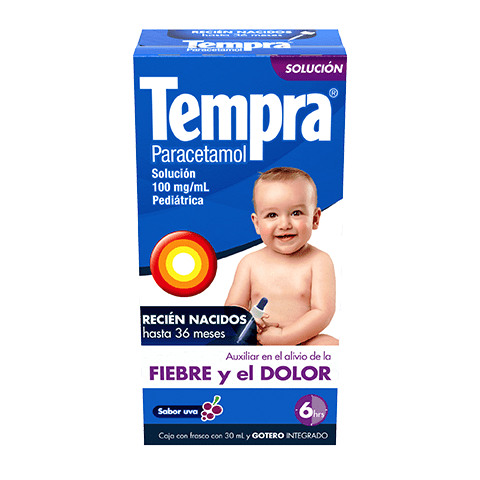 Para el Alivio de Fiebre y  dolor en niños de 0 a 36 meses Tempra® Solución Pediátrica 30 mL
