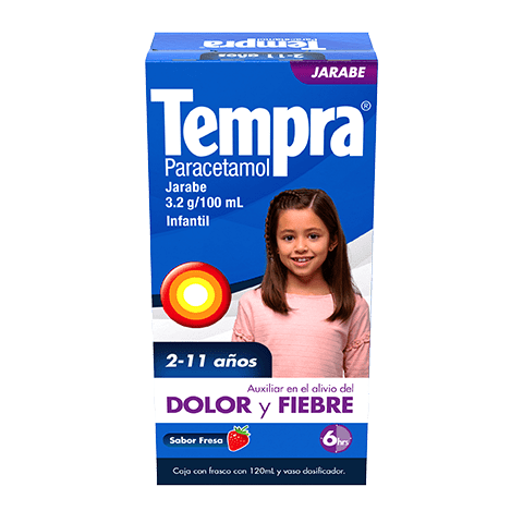 Para el Alivio de Fiebre y  dolor en niños de 2 a 11 años Tempra® Jarabe Infantil 120mL